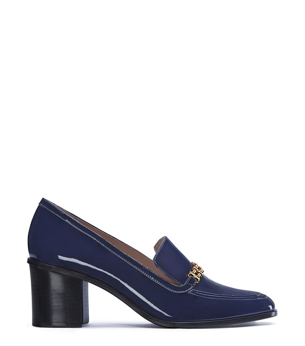 navy heeled loafers